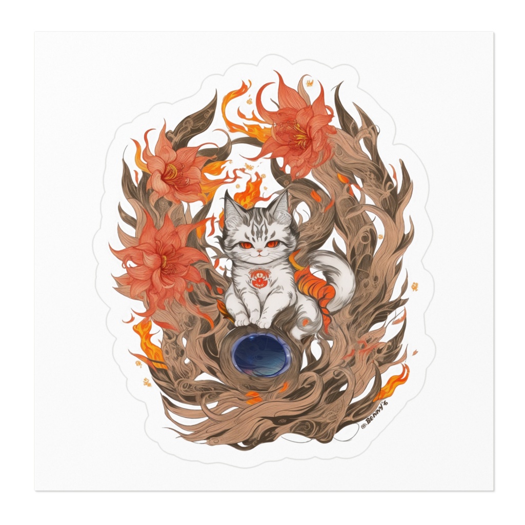 ステッカー 猫神さま - 吽 -