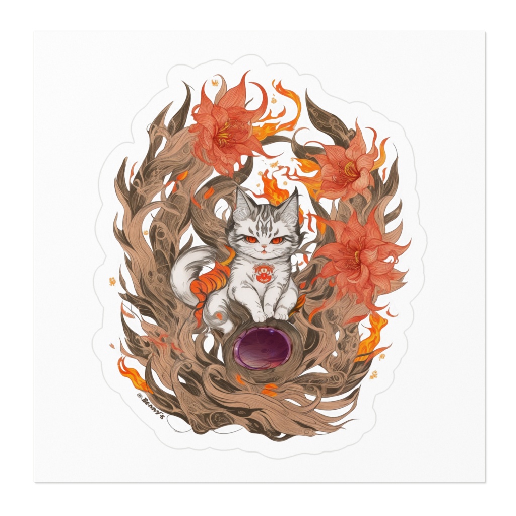 ステッカー 猫神さま - 阿 -