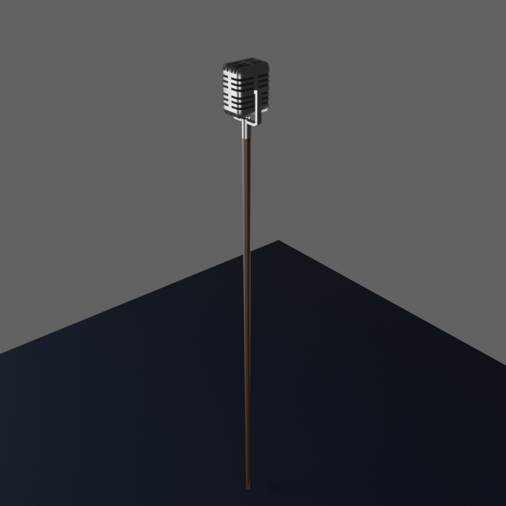 がいこつマイク 3色:卓上&杖 2種|低ポリゴン(1200~1500)