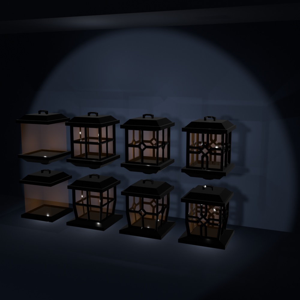 黒ランタン：全8種｜低ポリゴン（120～1350）