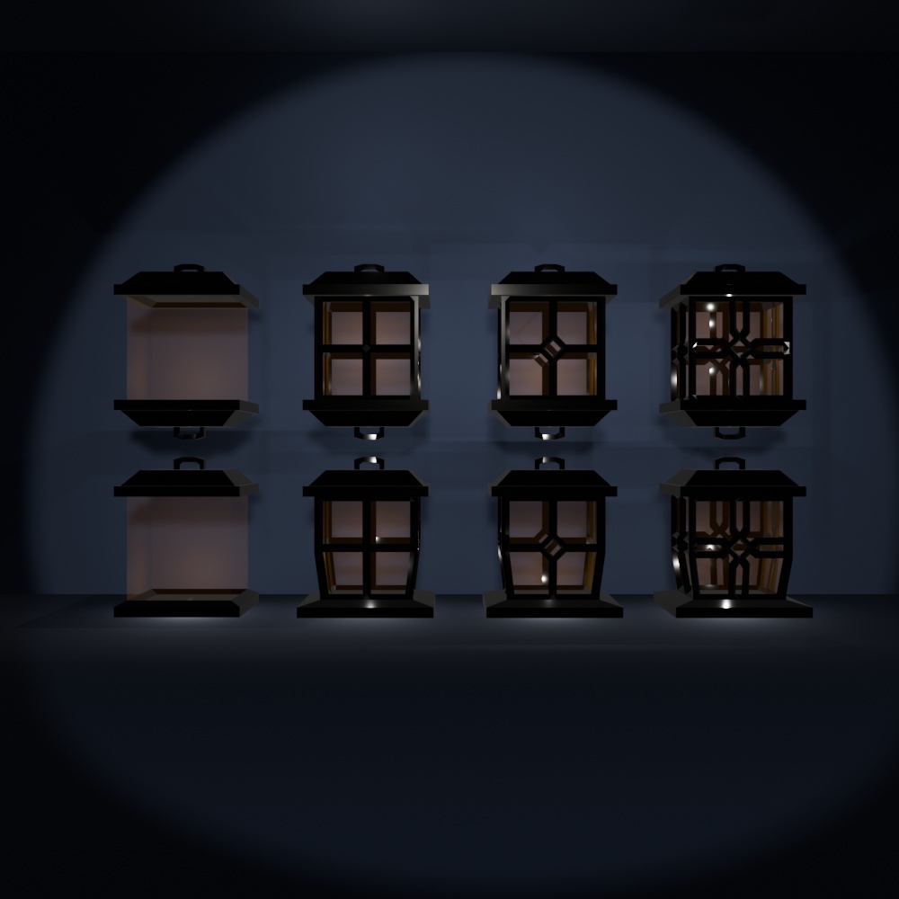 黒ランタン:全8種|低ポリゴン(120~1350)