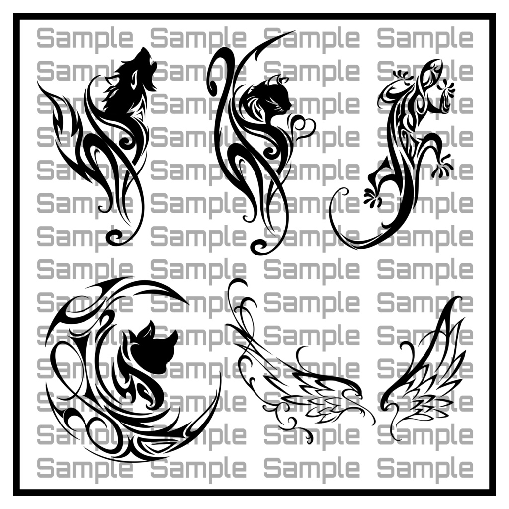 【VRC】動物モチーフトライバル風 刺青 タトゥー Tattoo テクスチャ