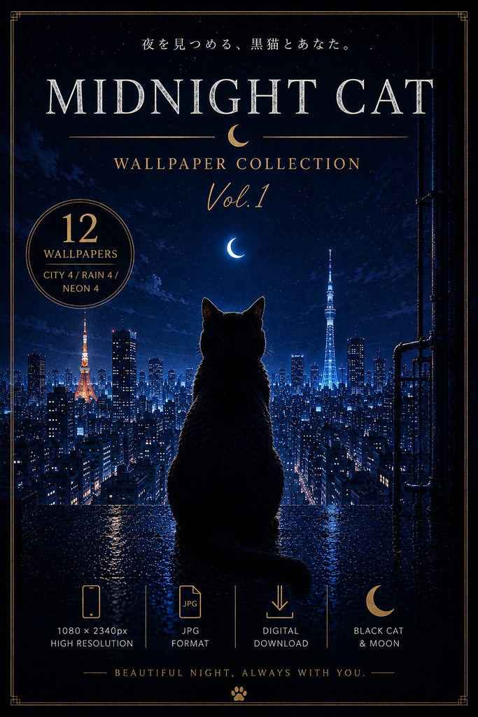 MIDNIGHT CAT WALLPAPER COLLECTION Vol.1
