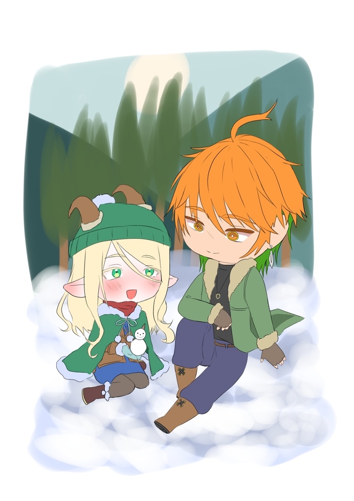 アルンとメリューの雪散歩キーホルダー(クリスタルホログラム)