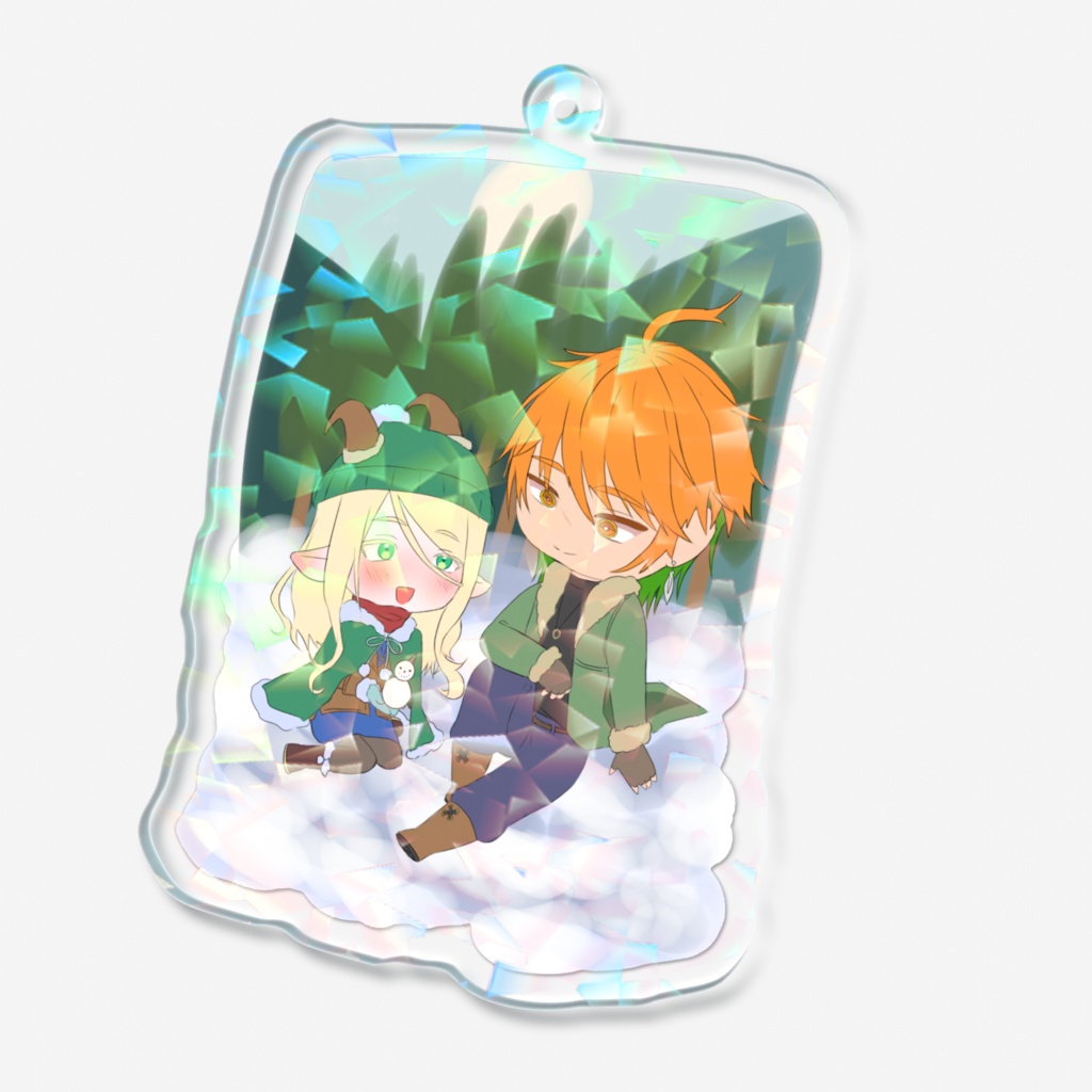 アルンとメリューの雪散歩キーホルダー(クリスタルホログラム)