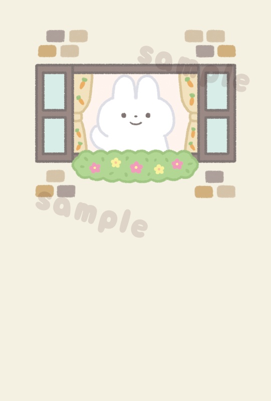 窓から手を振るうさぎ