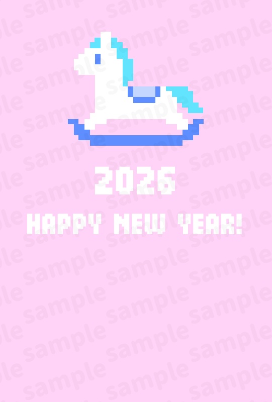 レトロファンシーカラー木馬(縦)