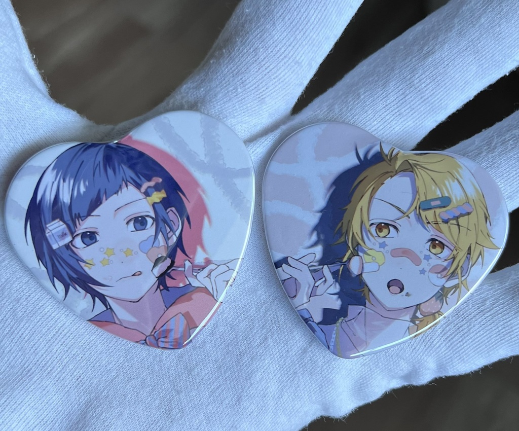 【勇愛】ハート型マグネット缶バッジ