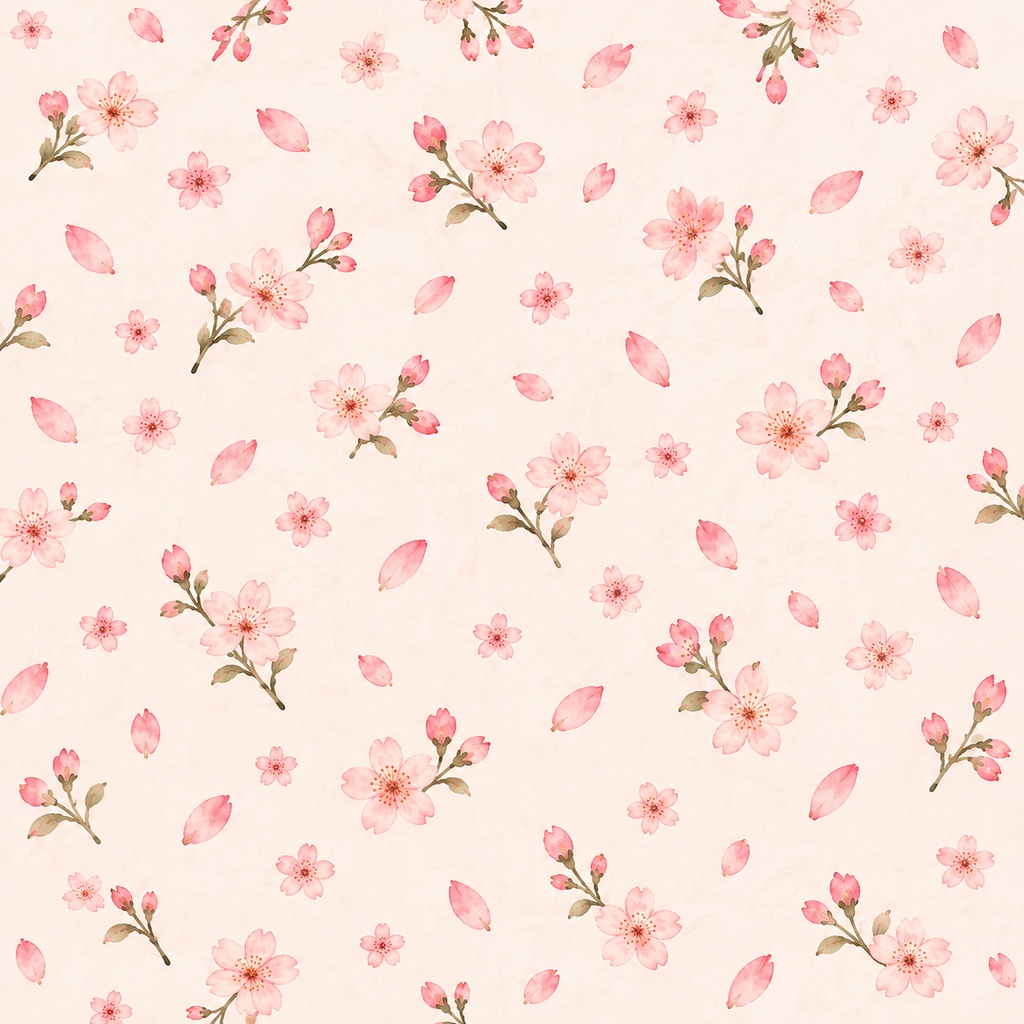 春の花柄デジタルペーパー5枚セット|桜・チューリップ・藤・ネモフィラ・蝶|水彩風