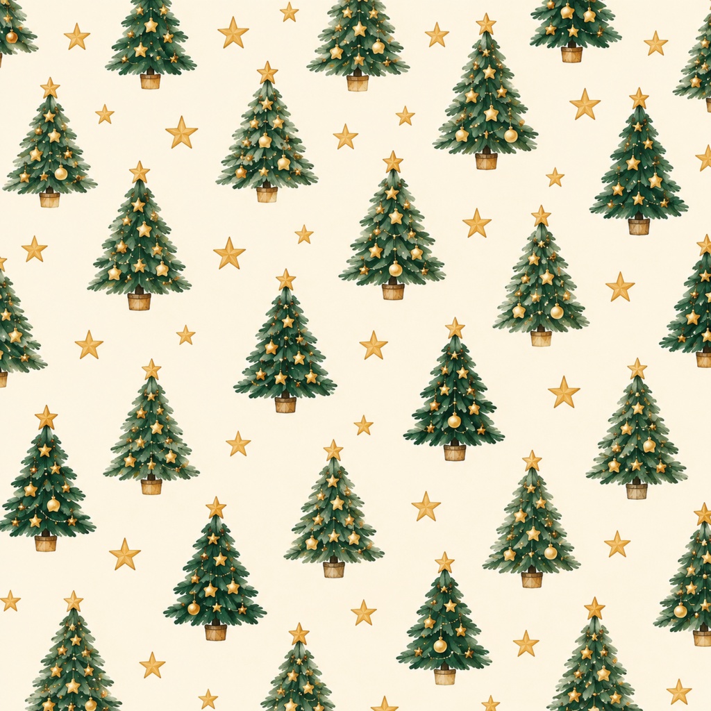クリスマス柄デジタルペーパー5枚セット|水彩風・正方形・PNG素材