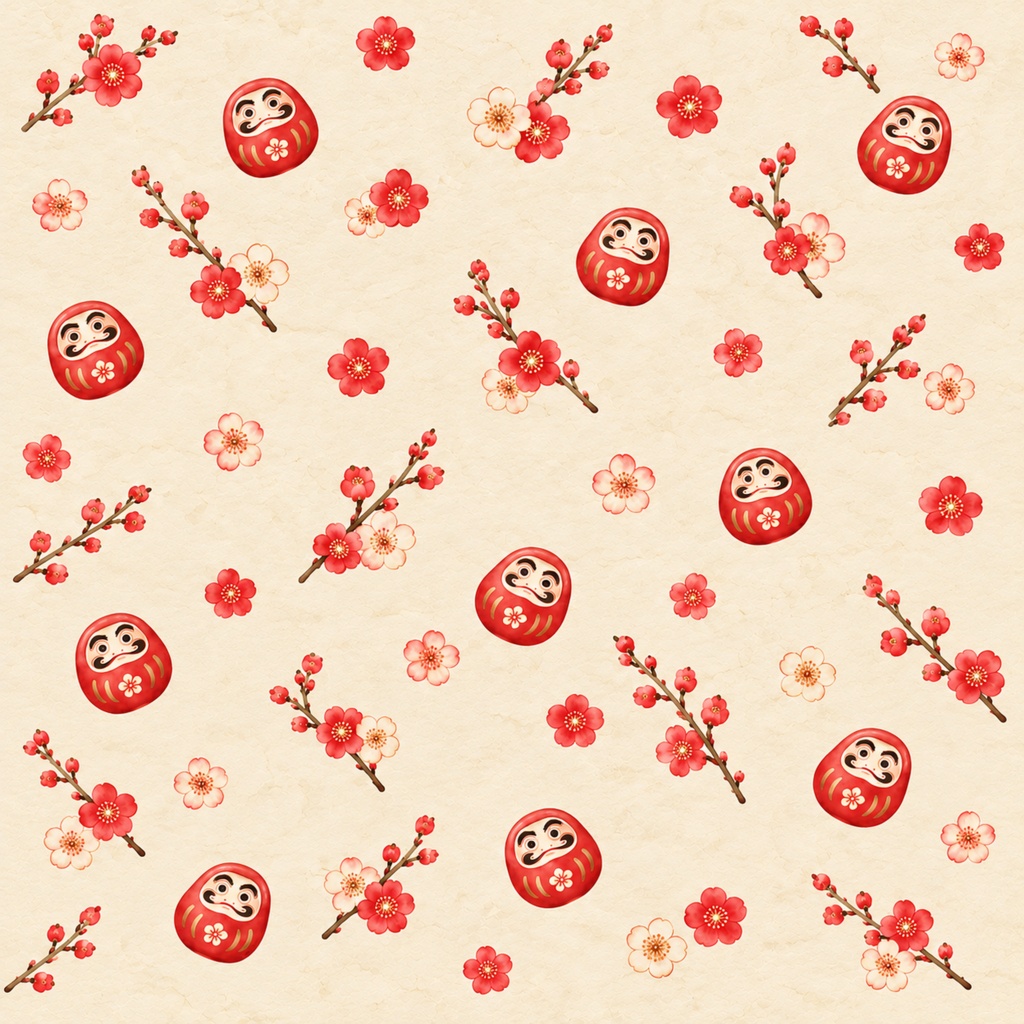 日本のお正月 デジタルペーパー5枚セット|和紙風・水彩風|2000×2000px PNG素材