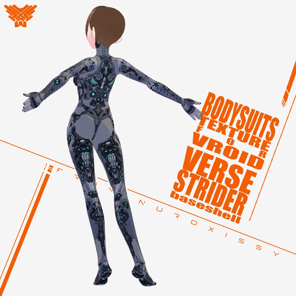 【V02e】Vroid 女性用ボディスーツ用テクスチャ SF/メカ系