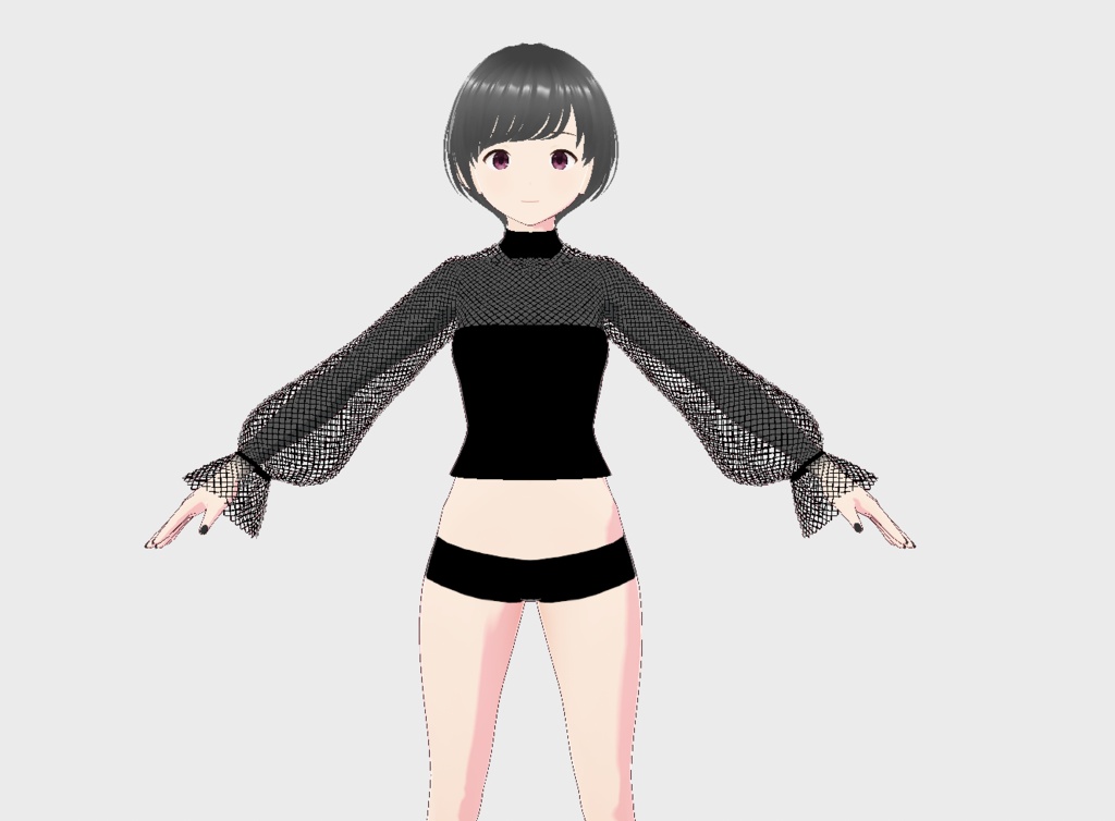 【free/無料】無理やりシースルーにしたトップス(黒ネイル付き)【vroid正式版】
