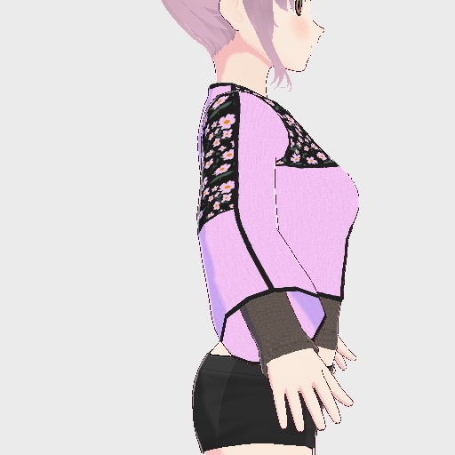 【free/無料】小花柄のジャケット+ニット地カットソー【トップス/vroid正式版】