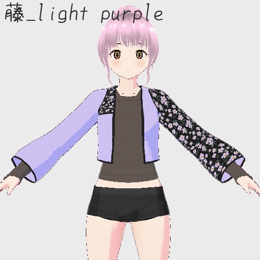 【free/無料】小花柄のジャケット+ニット地カットソー【トップス/vroid正式版】