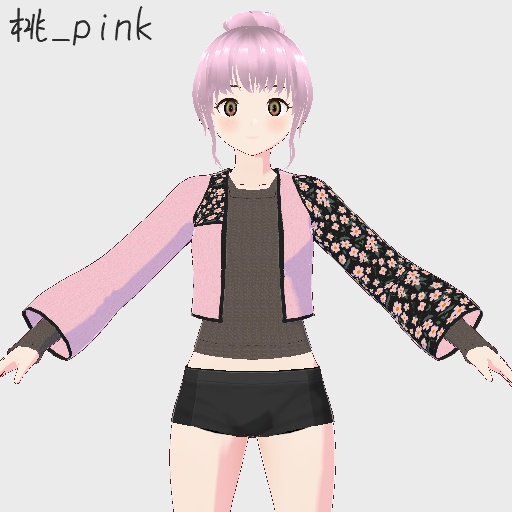 【free/無料】小花柄のジャケット+ニット地カットソー【トップス/vroid正式版】