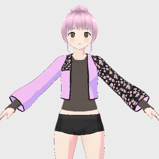 【free/無料】小花柄のジャケット+ニット地カットソー【トップス/vroid正式版】