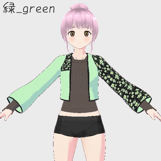 【free/無料】小花柄のジャケット+ニット地カットソー【トップス/vroid正式版】