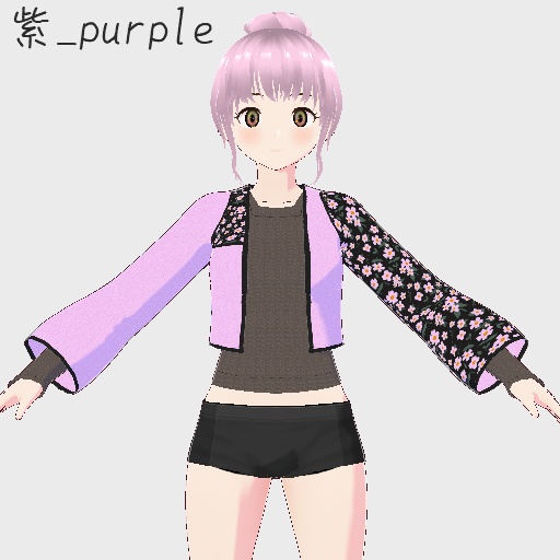 【free/無料】小花柄のジャケット+ニット地カットソー【トップス/vroid正式版】