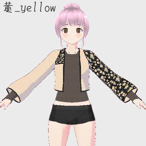 【free/無料】小花柄のジャケット+ニット地カットソー【トップス/vroid正式版】