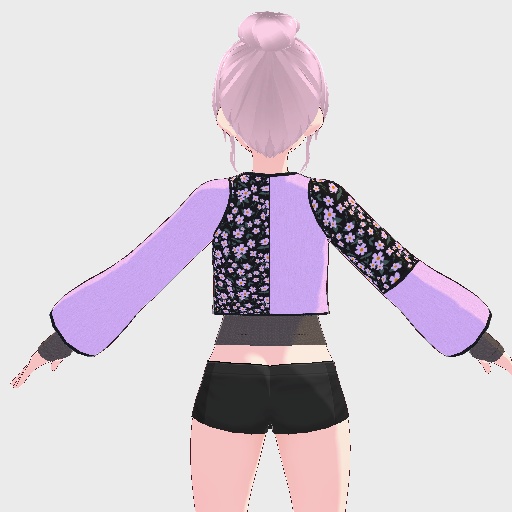 【free/無料】小花柄のジャケット+ニット地カットソー【トップス/vroid正式版】