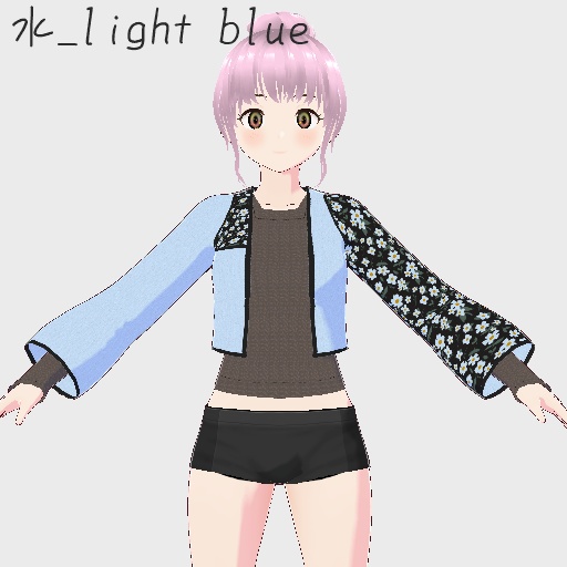 【free/無料】小花柄のジャケット+ニット地カットソー【トップス/vroid正式版】