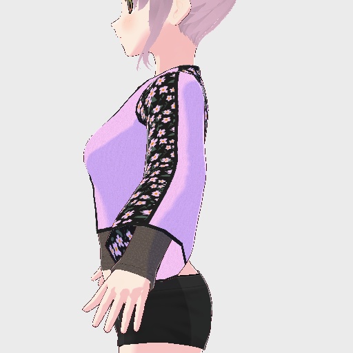 【free/無料】小花柄のジャケット+ニット地カットソー【トップス/vroid正式版】