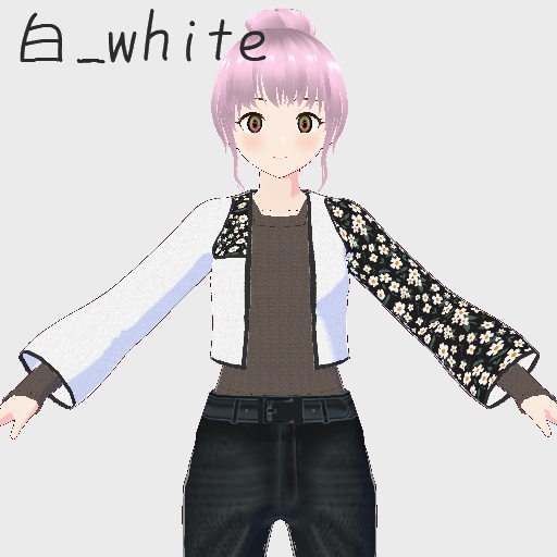【free/無料】【支援版有り】小花柄のジャケット+ニット地カットソー【トップス/vroid正式版】