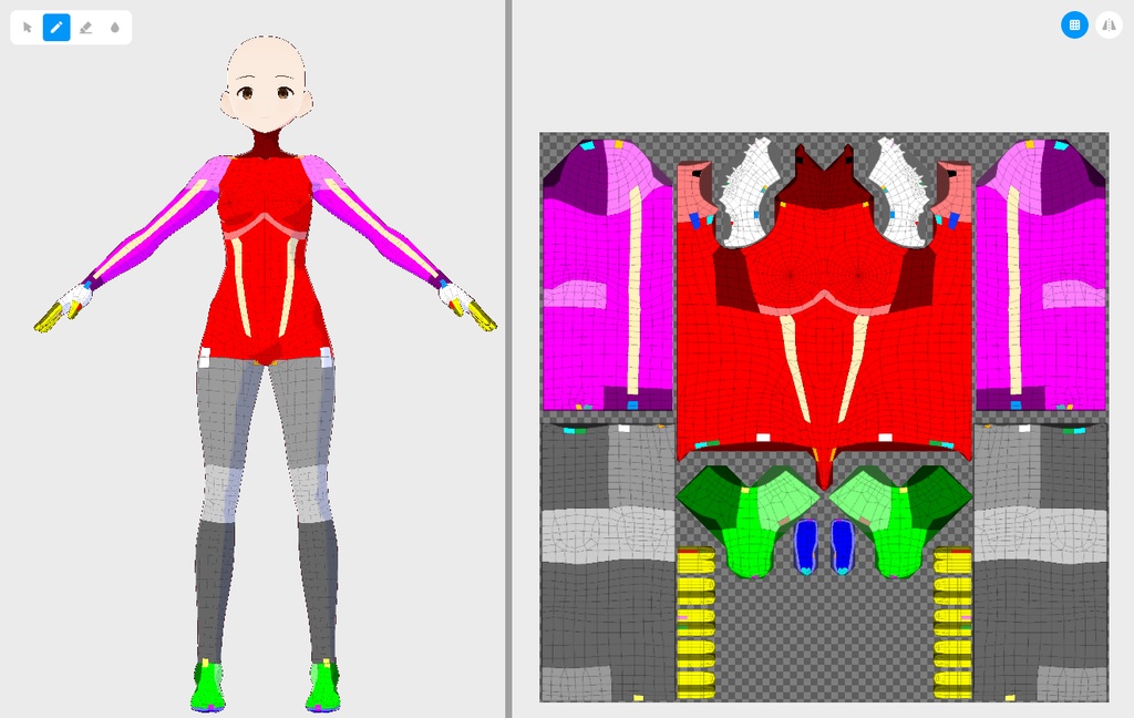 vroidstudio ボディースーツのテクスチャガイド
