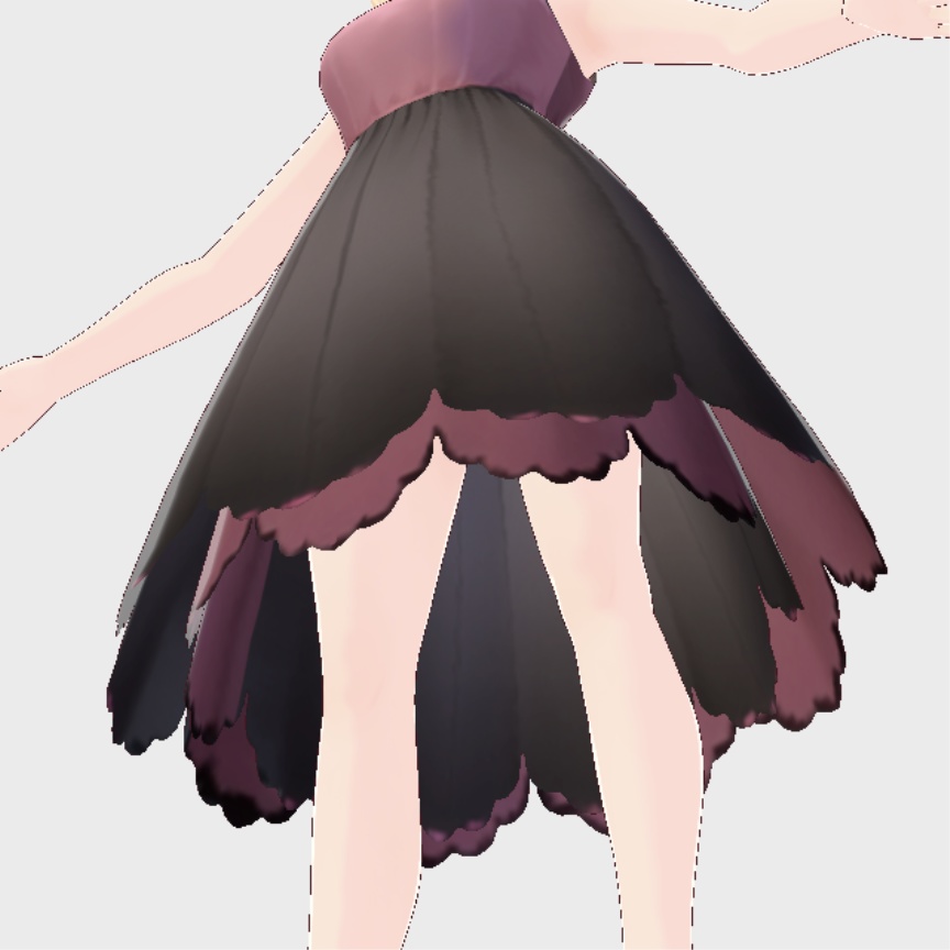 【無料版あり】ピンクと黒のドレスワンピース3点セット【ワンピース・レッグウェア・靴/vroid正式版】