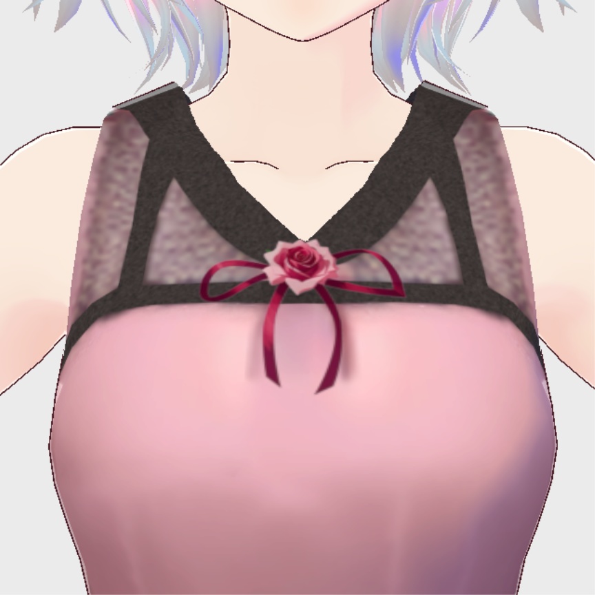 【無料版あり】ピンクと黒のドレスワンピース3点セット【ワンピース・レッグウェア・靴/vroid正式版】