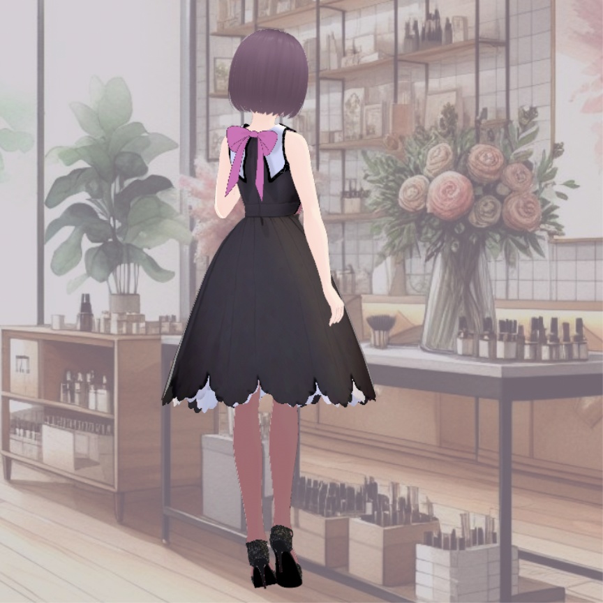 【無料】blenderを持ってなくても背中のリボンが揺らせるワンピース【ワンピース・靴/vroid正式版】