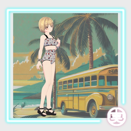 【無料版あり】vroid用セパレート水着 全6種類 手首に共布シュシュ付き【上半身インナー/vroid正式版】