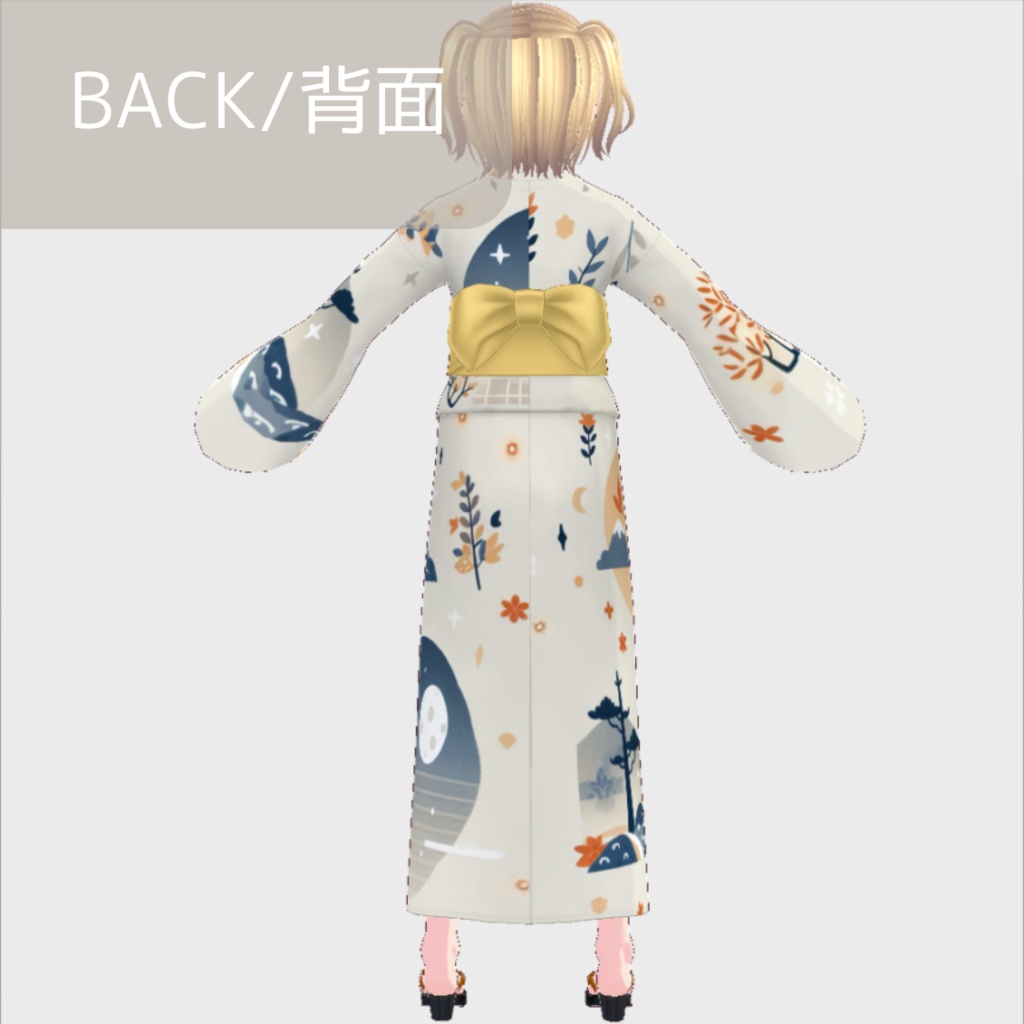 【無料】vroid用 女性向け 秋浴衣【ワンピース/vroid正式版】