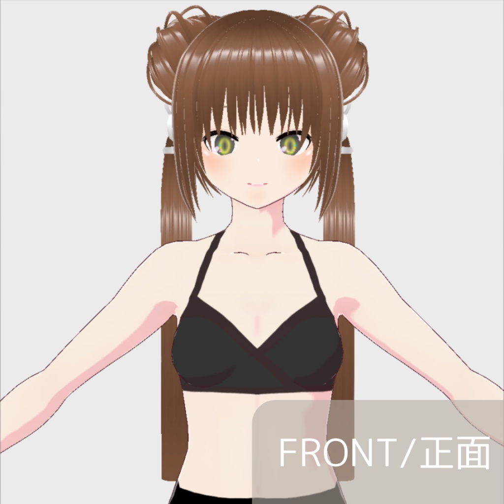 【無料/FREE】vroid用 エクステ付きおだんごヘア【髪型/vroid正式版】