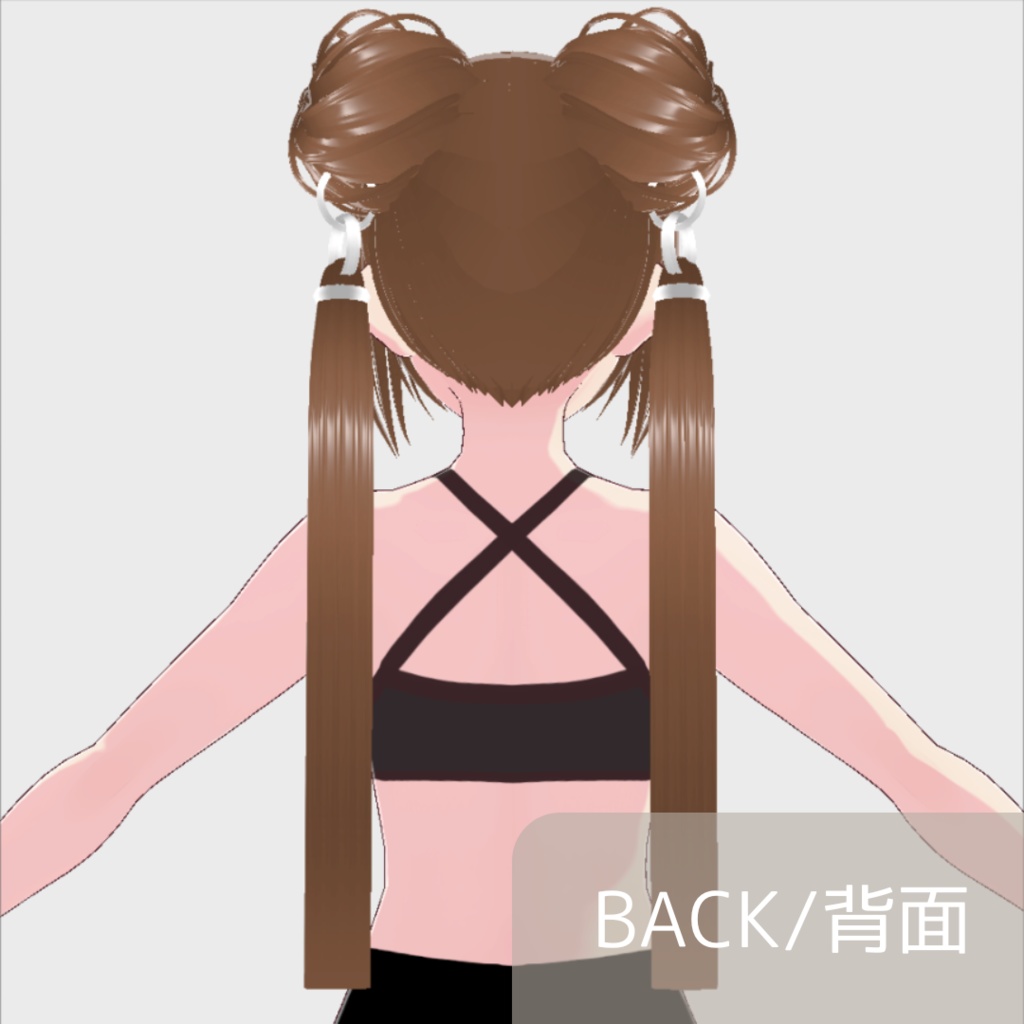 【無料/FREE】vroid用 エクステ付きおだんごヘア【髪型/vroid正式版】