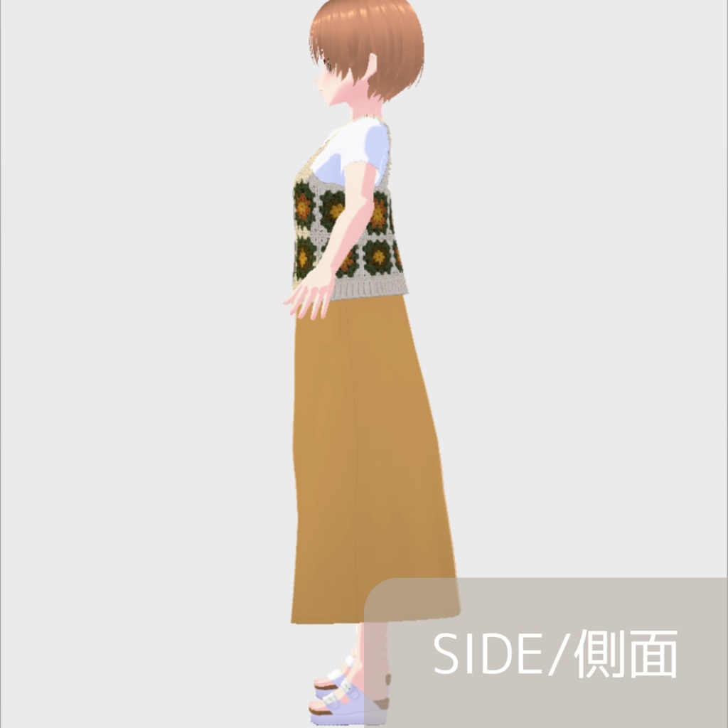 【無料】初秋のニットビスチェ付きワンピース【ワンピース/vroid正式版】