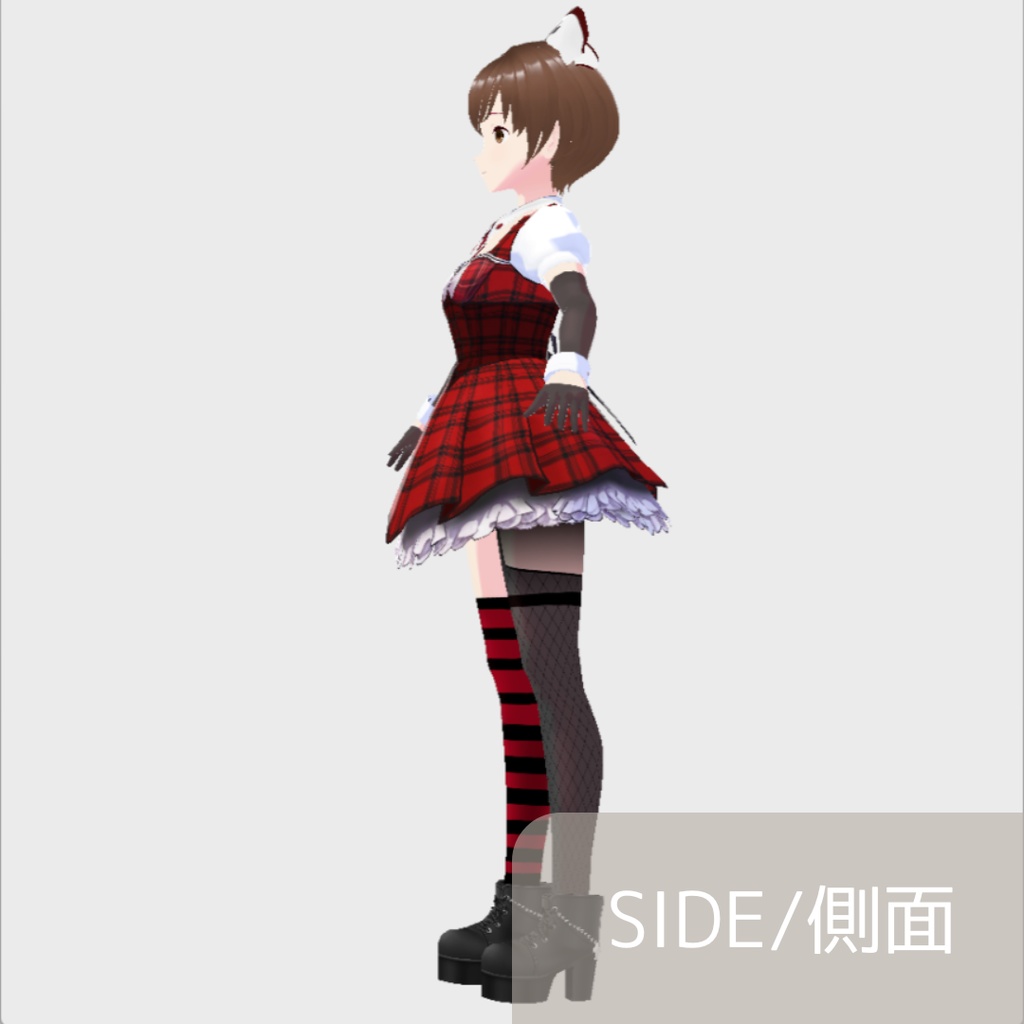 【お試し版あり】vroid用 女性向け ナースモチーフのチェック柄ミニワンピースコーデ【5点セット/vroid正式版】