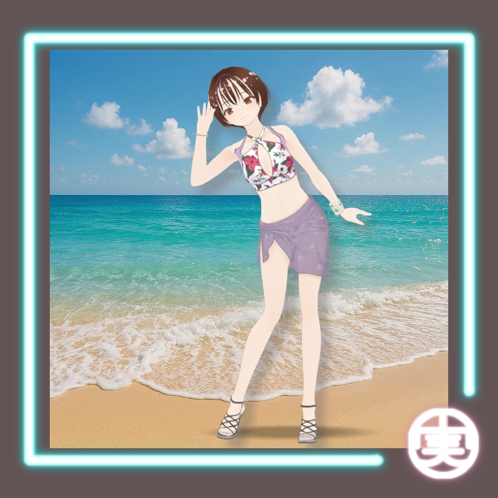 【無料/FREE】vroid用 女性向け レイヤード水着&シンプルパレオセット【4点セット/vroid正式版】