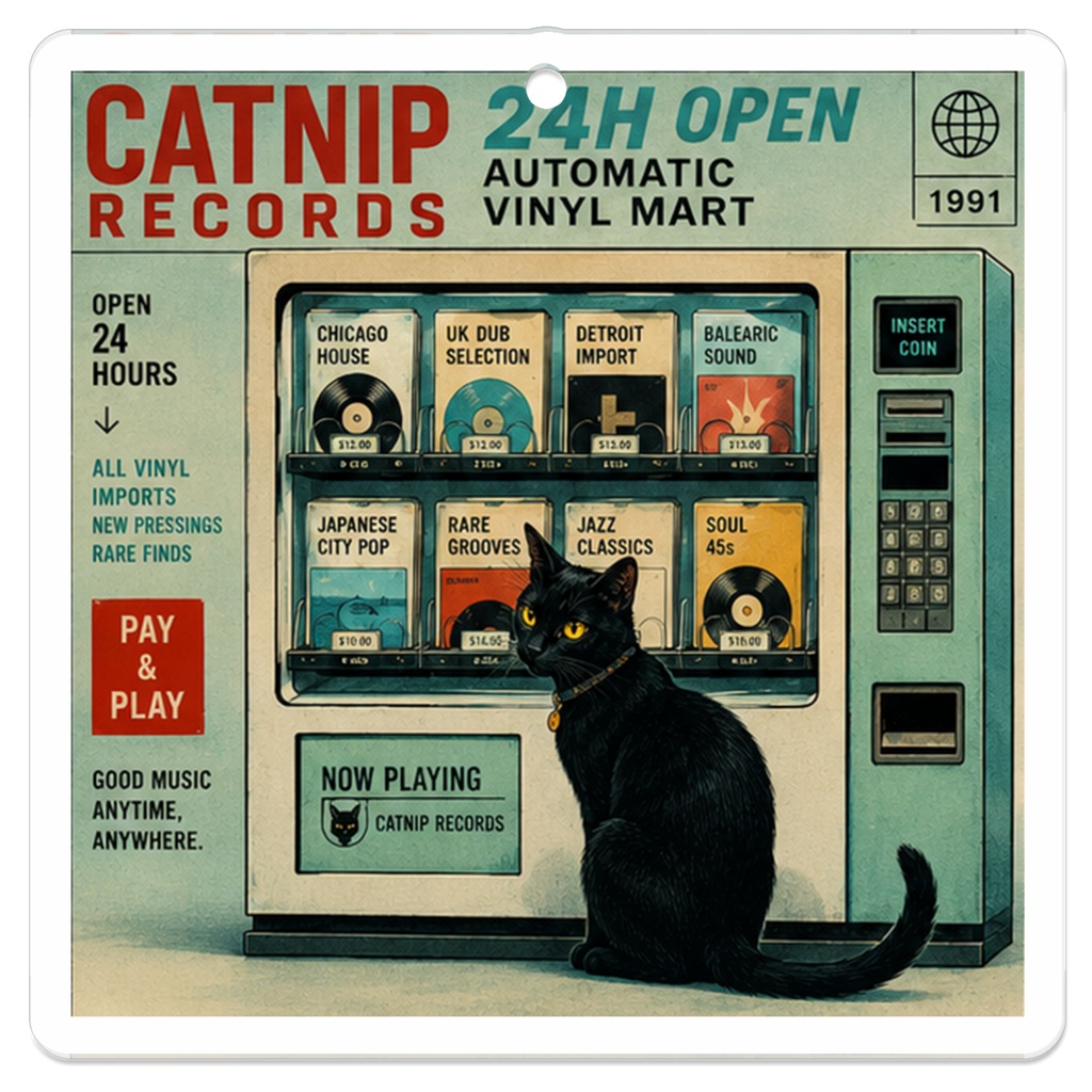 CATNIP RECORDS - レトロ自販機と黒猫のレコードスタンド