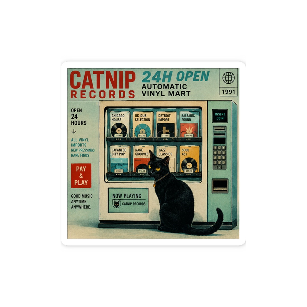 CATNIP RECORDS - レトロ自販機と黒猫のレコードスタンド