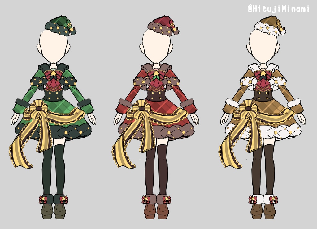 【クリスマス】サンタ全身衣装2023【Vtuber向け配信素材】【透過PNG】