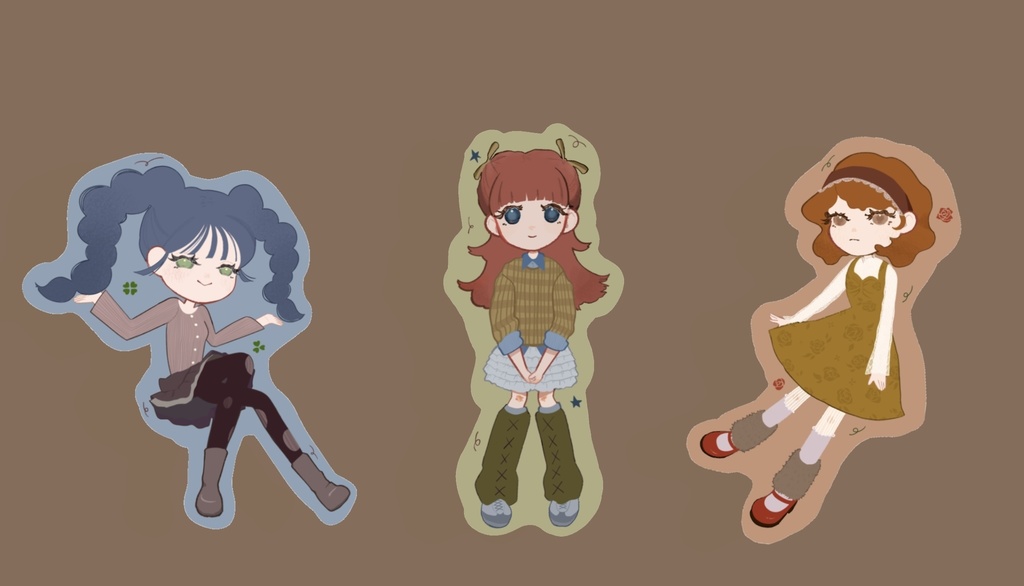 秋のおんなのこ ステッカー3点セット