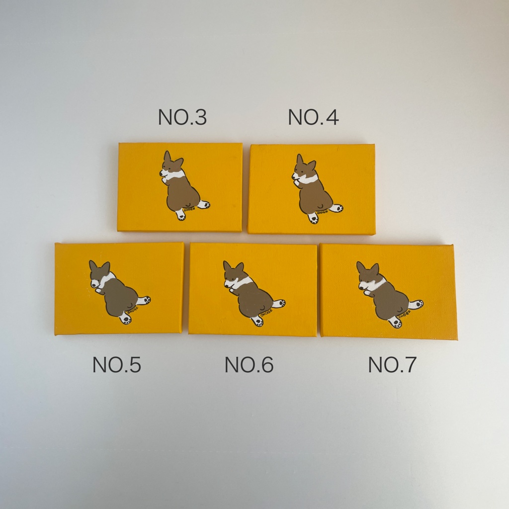 ミニ原画「コーギーのびー」