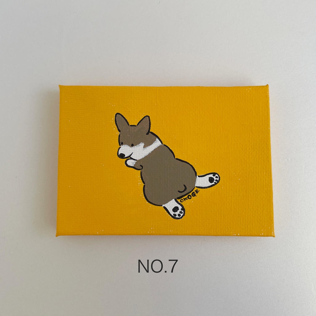 ミニ原画「コーギーのびー」