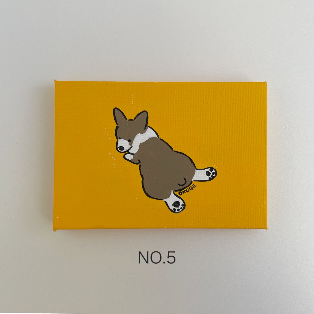 ミニ原画「コーギーのびー」