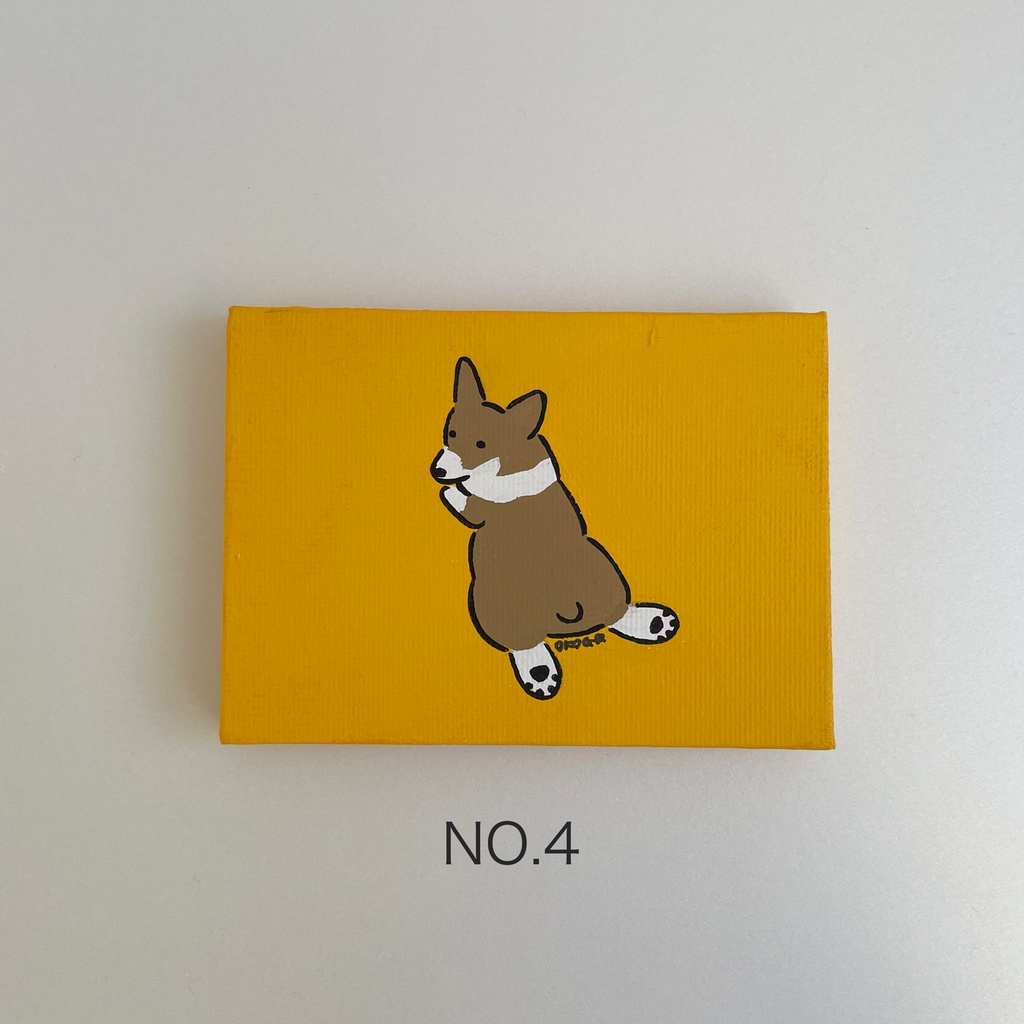 ミニ原画「コーギーのびー」