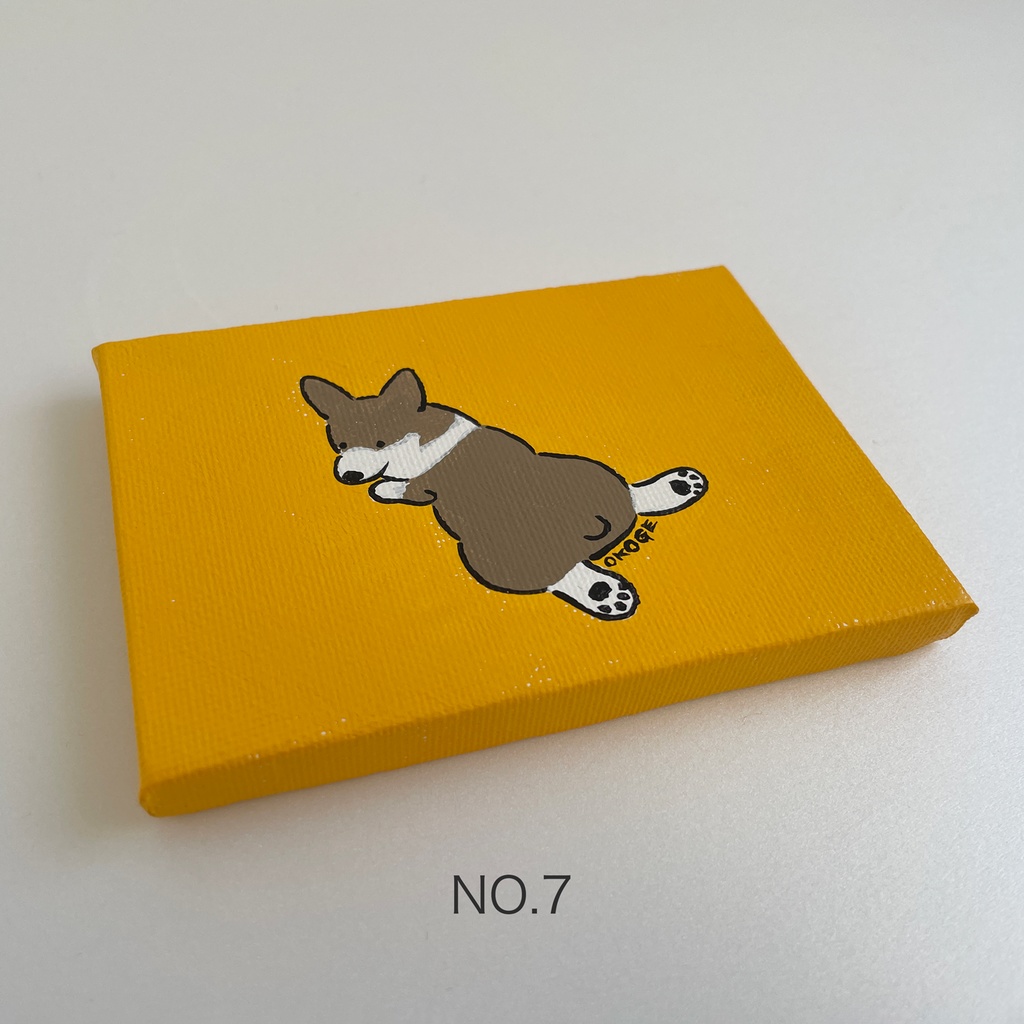 ミニ原画「コーギーのびー」
