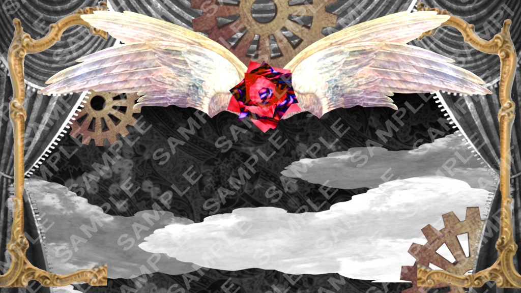 動く背景素材『羽ばたく薔薇と歯車の舞台』