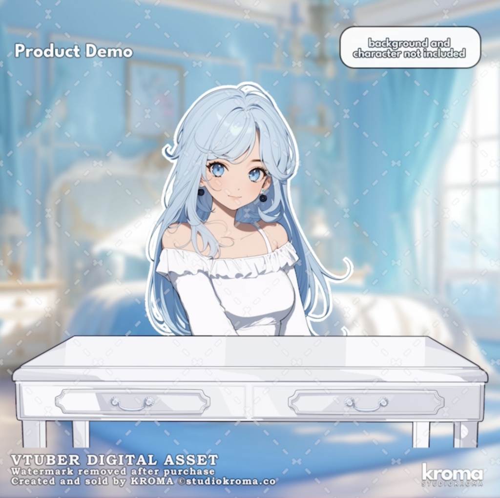 VTUBER ASSET | Glass Crystal Desk